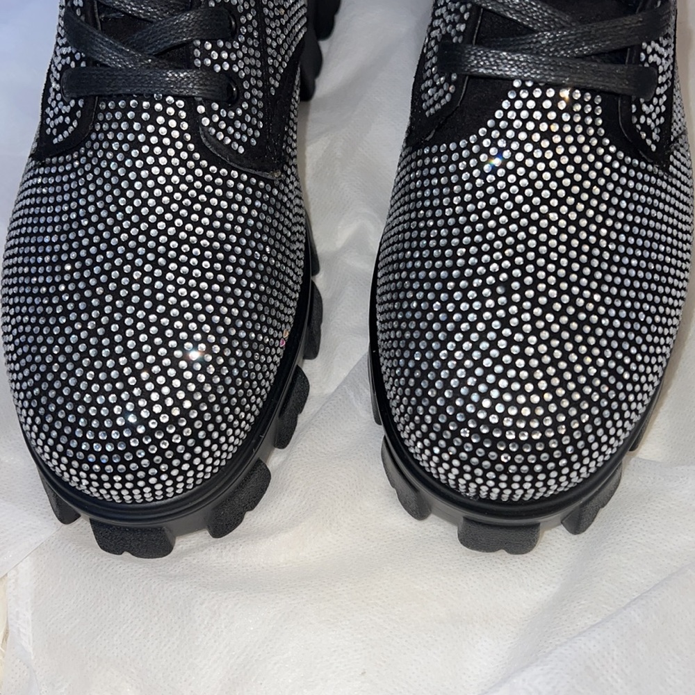 Nasty gal diamanté lace up combat boots - Picture 8 of 16